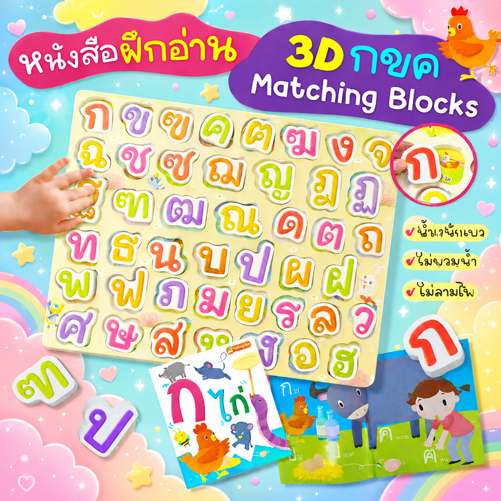 3D กขค Matching Blocks -- 3D ABC Matching Blocks  เลือกได้ 2แบบ