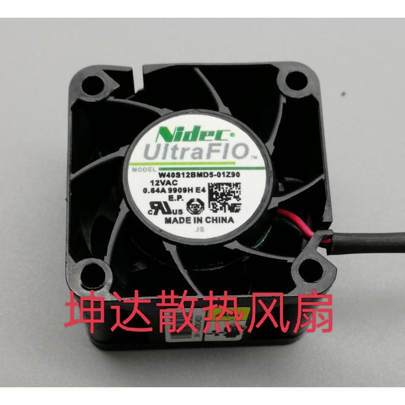พัดลมพลังงาน Nidec 4028 W40S12BMD5-01Z90 4 ซม. 12V 0.64A ดั้งเดิม