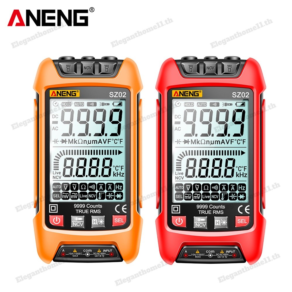 9999 นับ Capacitance Meter ช่วงอัตโนมัติ True RMS NCV มัลติมิเตอร์พร้อมไฟ LED