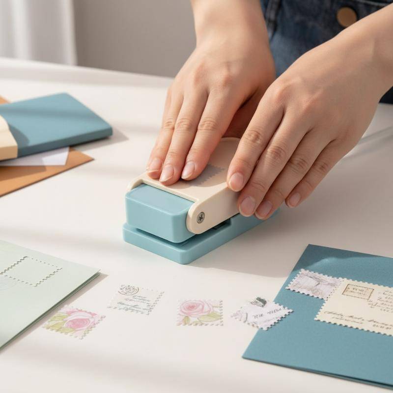 Forthewin SUCHENPH ใหม่แสตมป์รูปร่าง Craft Punch ลายนูนเครื่องรอบ Hole Punch Toothed Punch th