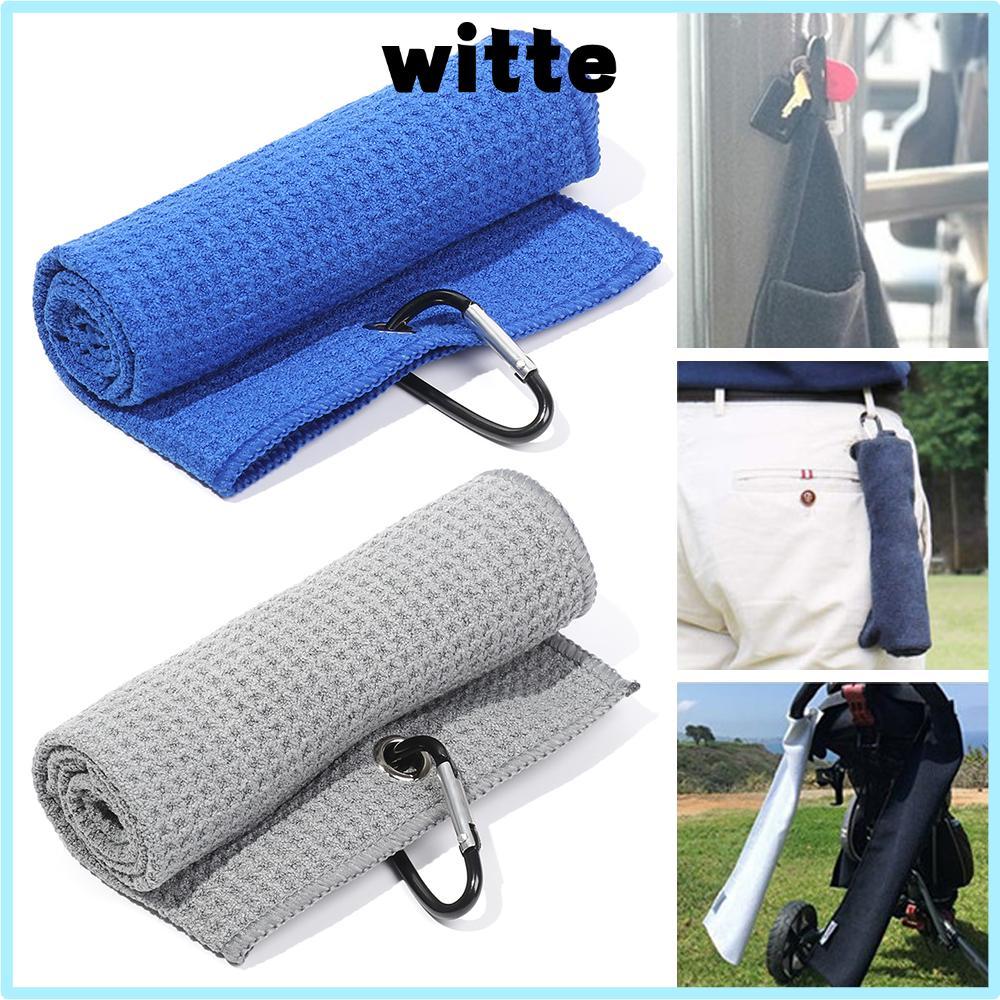 WITTE Golf Towel สําลีก้อนมือการดูดซึมน้ําสูงพร้อมตะขอคาราบิเนอร์