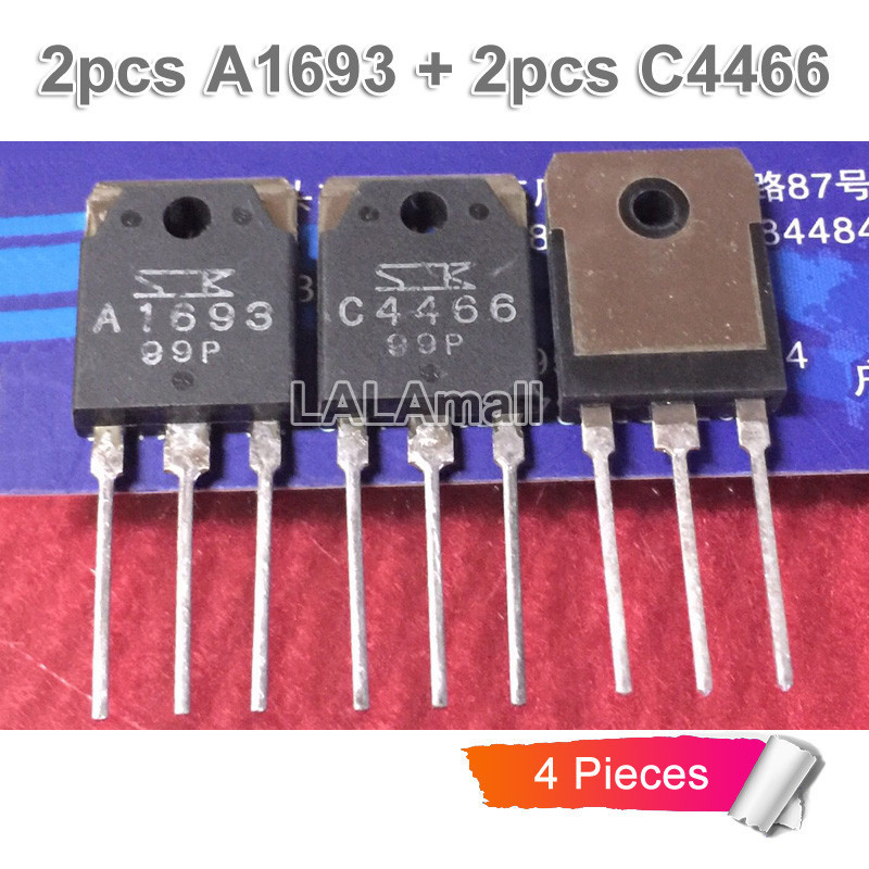 4pcs Original (2pcs A1693 +2pcs C4466 ) TO3P 2SA1693 2SC4466 TO-3P Audio Power Amplifier ทรานซิสเตอร