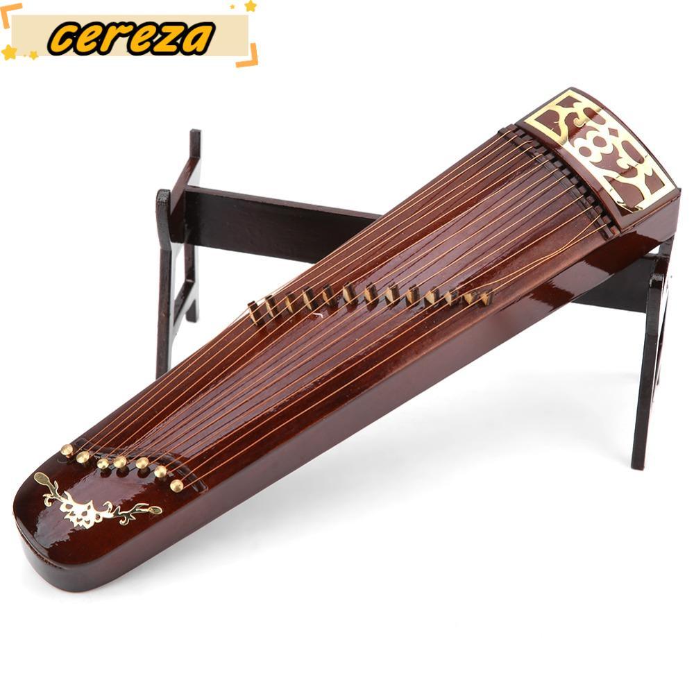 CEREZA ขนาดเล็ก Guzheng รุ่น,สีน้ําตาลแบบพกพาจีน Guzheng รูปปั้น, ไม้น้ําหนักเบา Mini Guzheng Displa