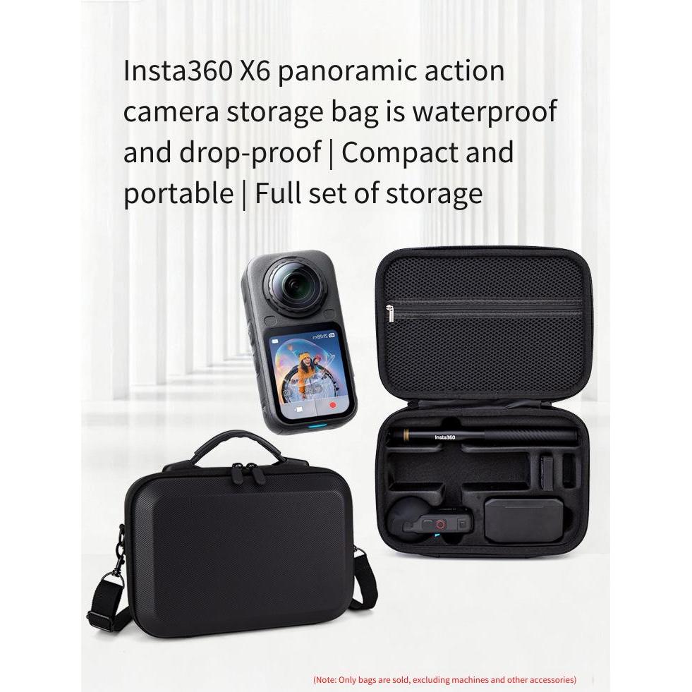 เหมาะสําหรับ Shadow Stone Insta360 X6 ชุดถุงเก็บ, กล้องพาโนรามาฮาร์ดเชลล์ไหล่เดี่ยวแบบพกพากระเป๋า, กันน้ําและความดัน accessori