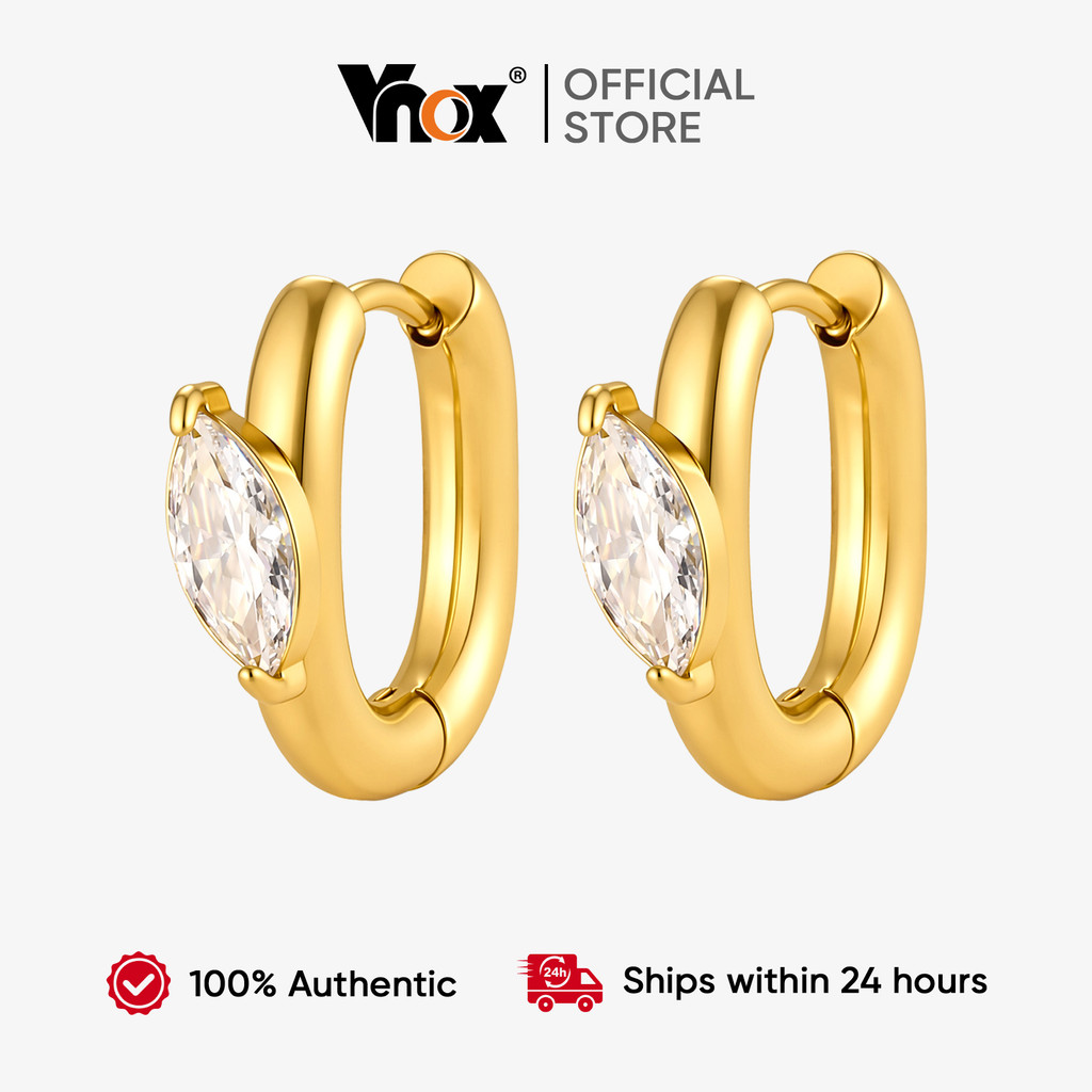 Vnox حلق حلقي صغير U بالزركون الأبيض