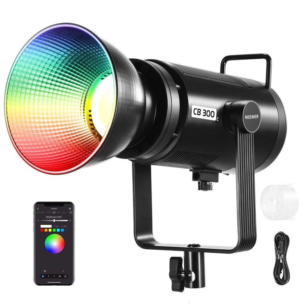 NEEWER ไฟสตูดิโอ CB300C COB RGBWW 300W ไฟต่อเนื่อง สำหรับงานวิดีโอ