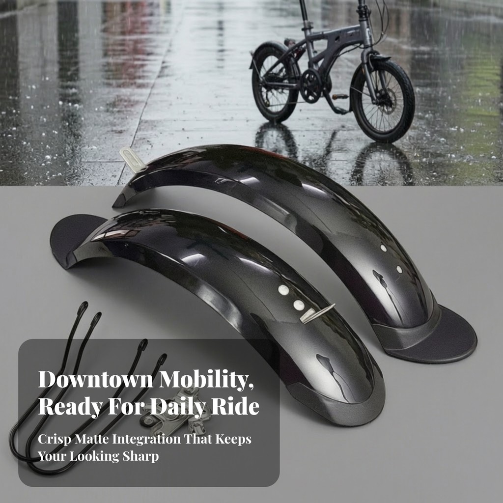 2 ชิ้นไฟฟ้าจักรยาน Fenders พร้อมแท่งสนับสนุน Break-Resistant Ebike Mudguards พร้อมอุปกรณ์ติดตั้งจักร