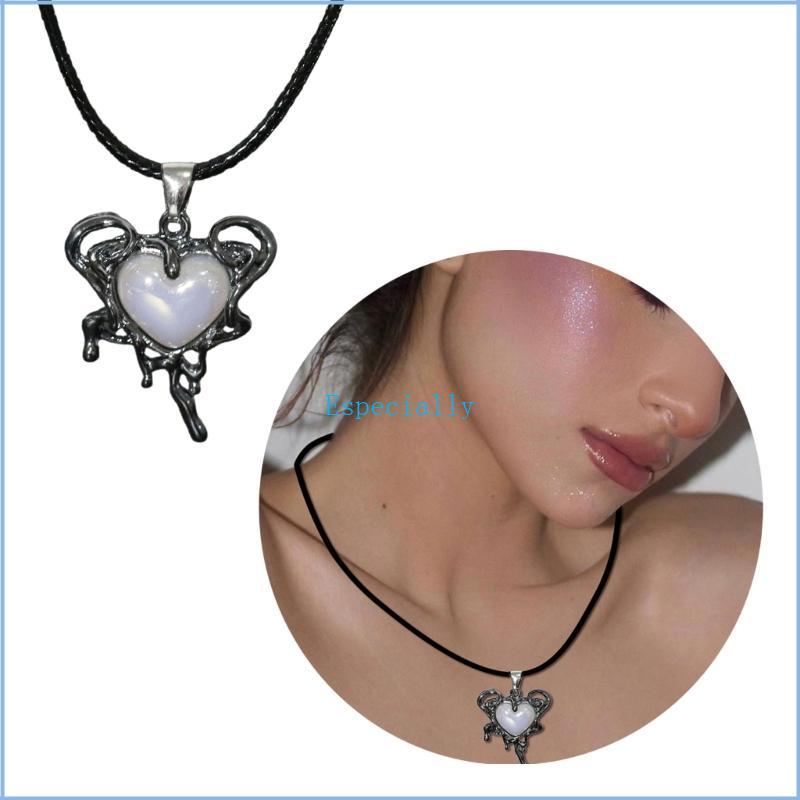 ESP Gothic Liquid Heart จี้สร้อยคอ Devil Eye Cross Choker Punk Devil Eye Clavicle Chain สําหรับผู้หญ