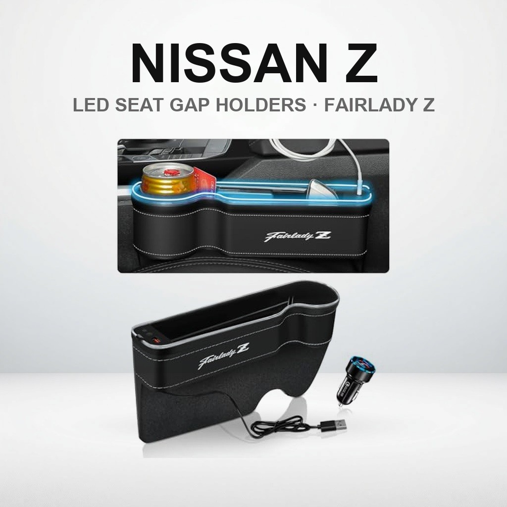 "Large Capacity Illuminated Side Storage Box and Cup Holder Set for Fairlady Z Z33/Z34 - Driver's Si