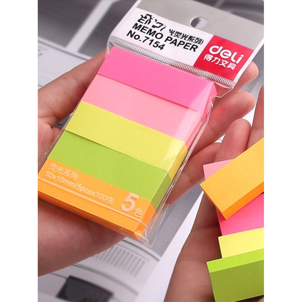 Deli 7154 สี Sticky Notes Sticky Notes Sticky Notes Sticky Notes สํานักงานอุปกรณ์การเรียน 5 สี N ครั