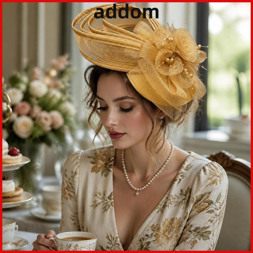 ADDOM ผู้หญิง Fascinator หมวก, Sinamay ตาข่ายหมวกชา,ทนทานน้ําหนักเบา Vintage Derby หมวกงานแต่งงาน Didi Party