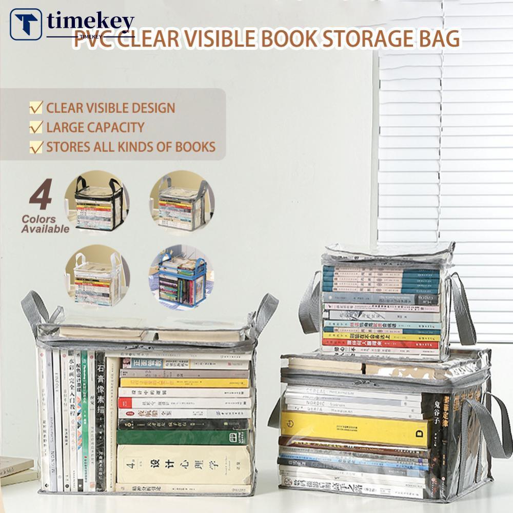 TIMEKEY พับใส Pvc Flip-Top กล่องเก็บโปร่งใสกันน้ํา Book Organizer สําหรับนักเรียนหอพักห้องเรียนของเล