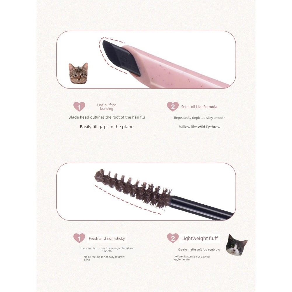 ปัดคิ้ว เจลปัดคิ้ว Flortte Flortte Flortte Double-Ended ดินสอเขียนคิ้วย้อมคิ้วสีอ่อนกันน้ํายาวนาน No