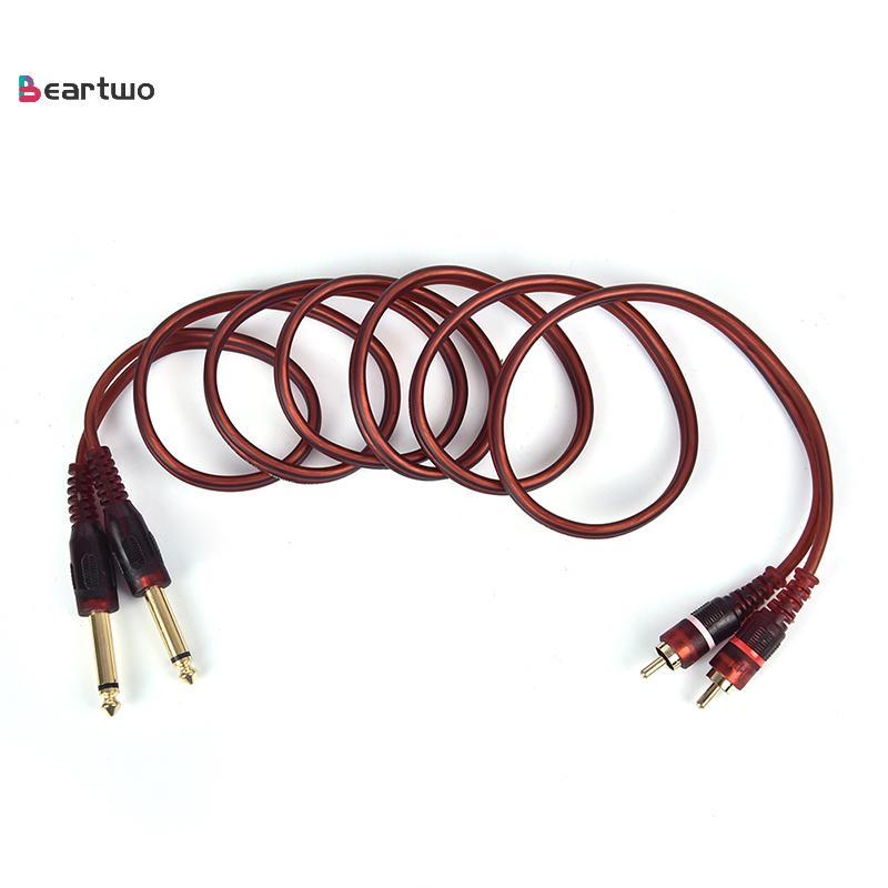 <beartwo-t> 1.5M Cable, Dual RCA Male to Dual 6.35mm 1/4 นิ้วชาย Mixer Audio Cable Nice