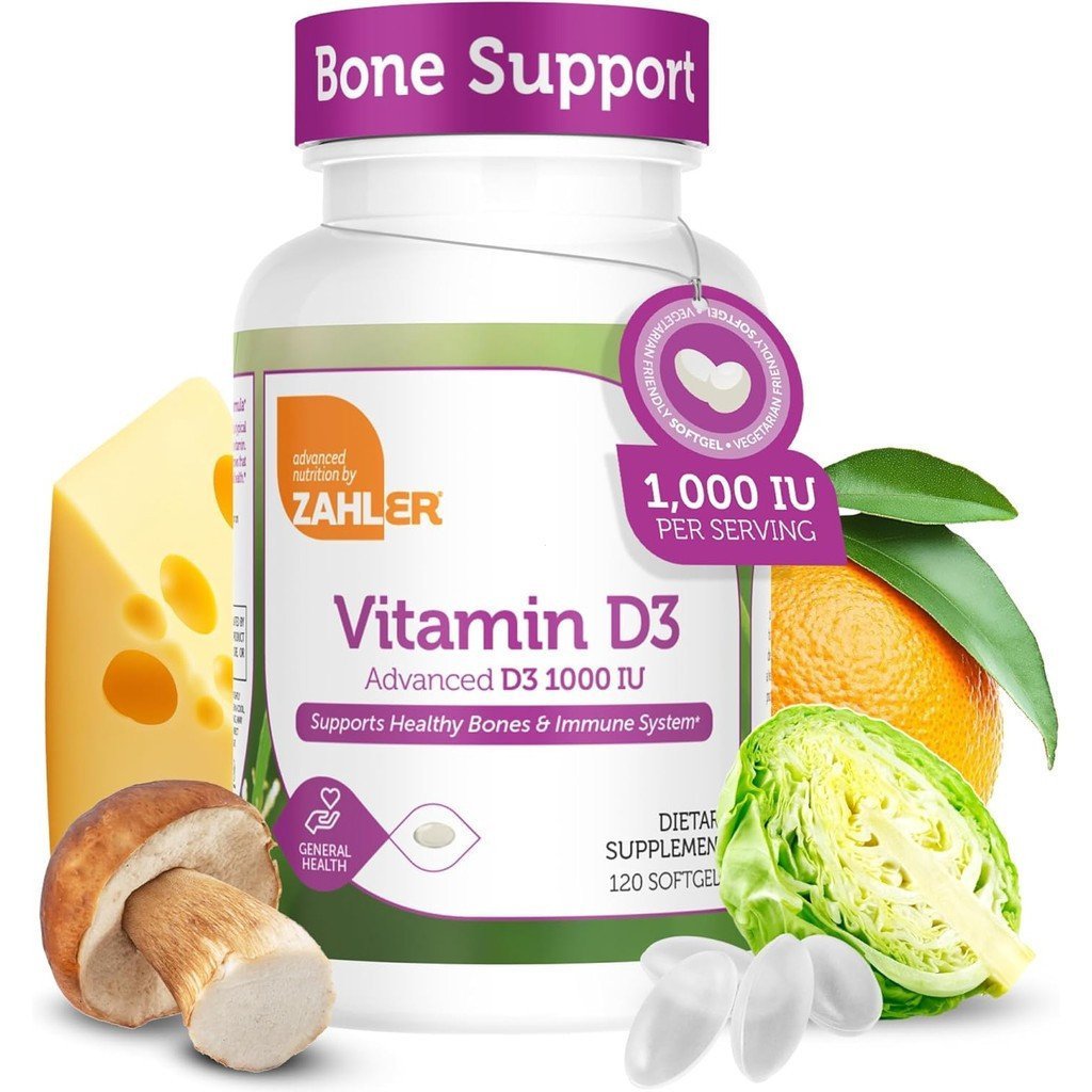 Zole Premium Vitamin D3 1000 International Unit Soft Capsules (120 แคปซูล) Koher J เหมาะสําหรับระบบภ