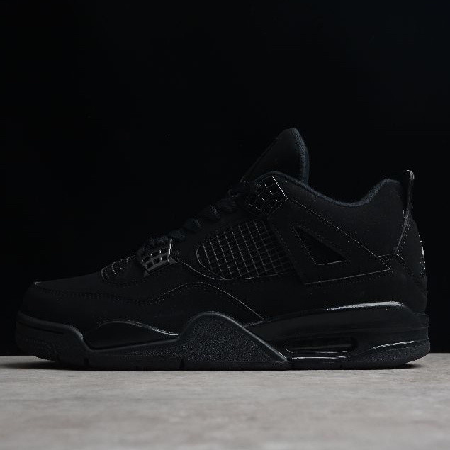 Air Jordan 4 retro black cat รองเท้าบาสเก็ตบอลผู้ชายและผู้หญิง aj4 รองเท้าผ้าใบ AJ รองเท้ากีฬา CU111