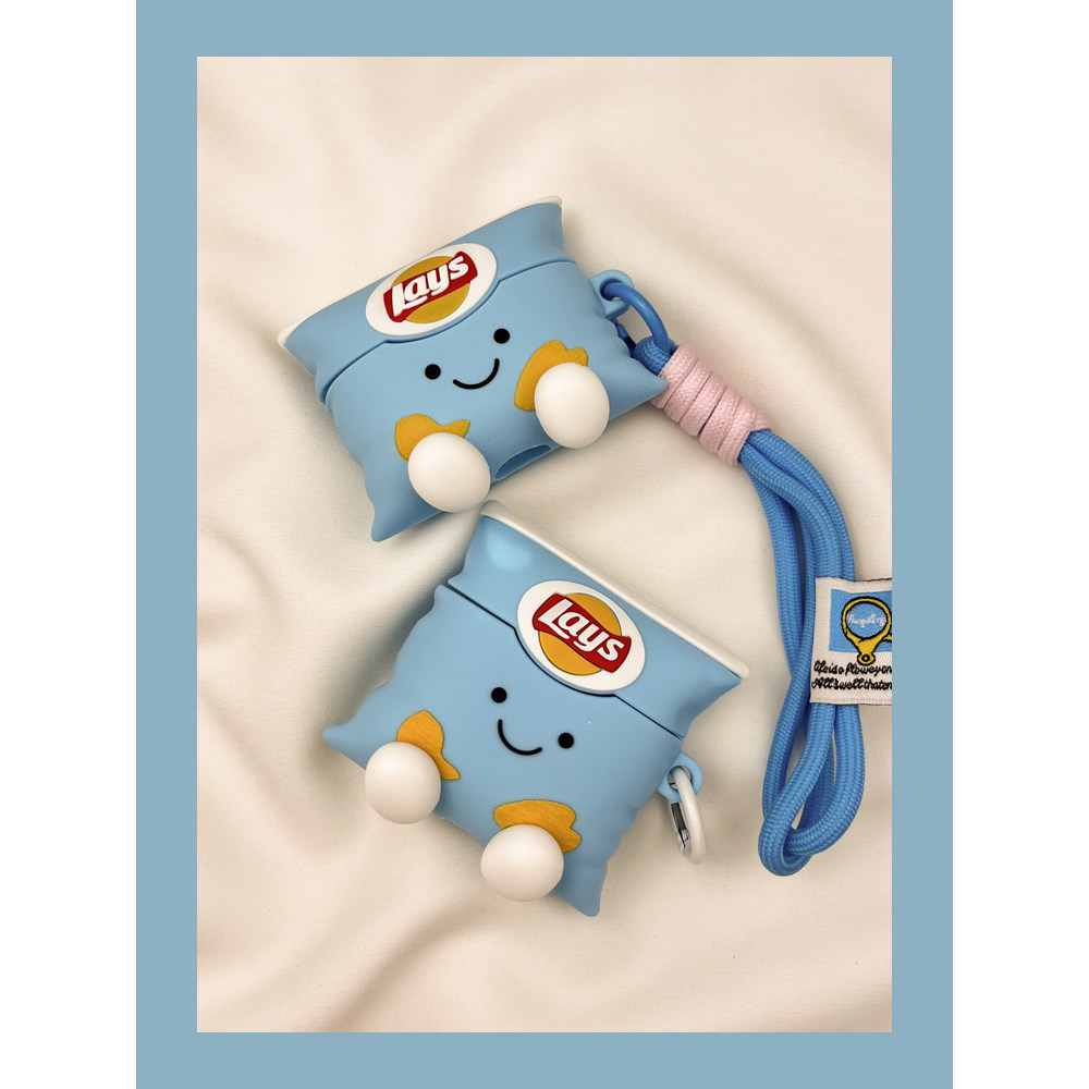 เคส airpods เคส airpods pro 2 Insการ์ตูนสนุกมันฝรั่งทอดสีฟ้าairpods4ป้องกันกรณีairpod3 เหมาะสําหรับA