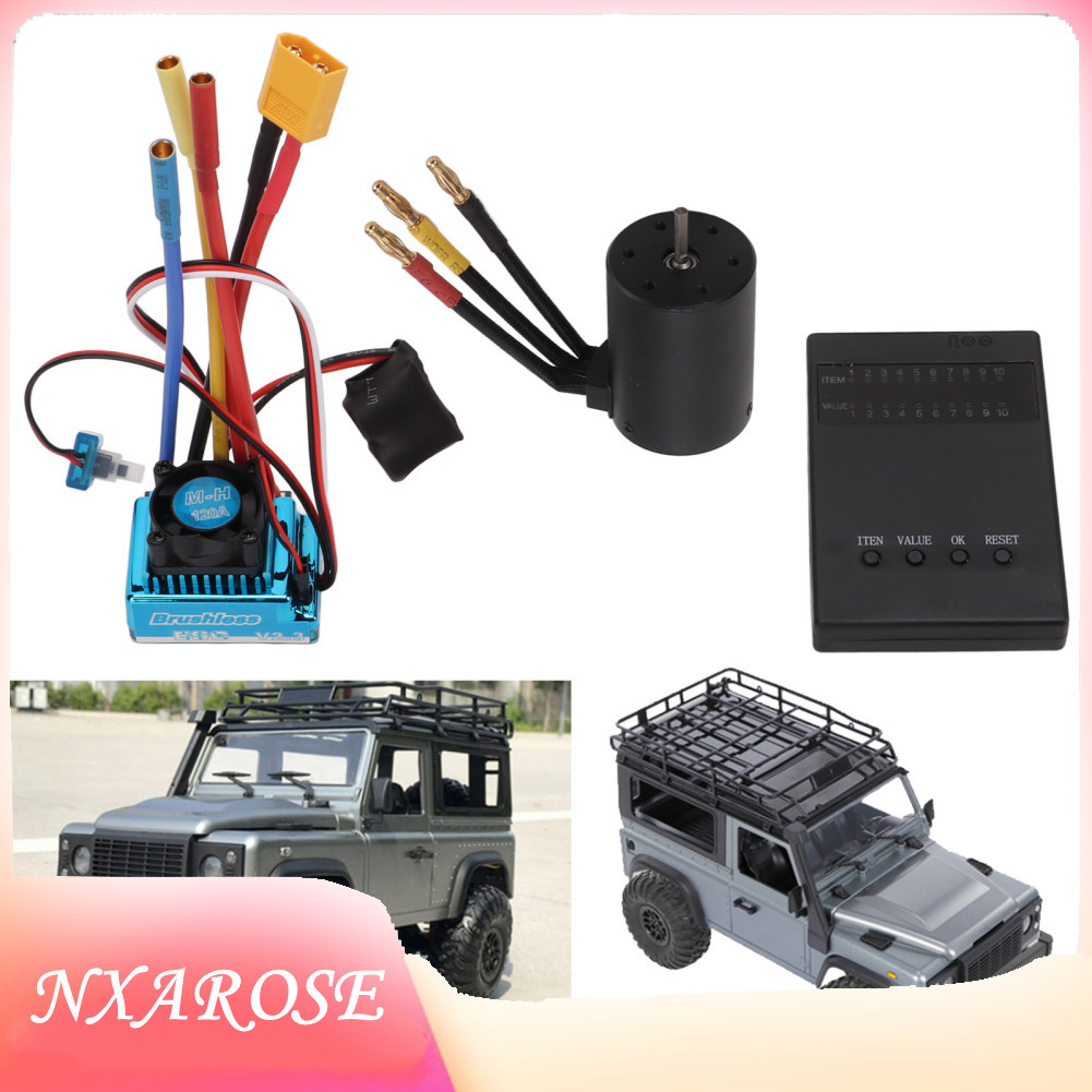 Nxarose RC กันน้ำ 120A XT60 ปลั๊ก ESC 3650 3600KV มอเตอร์ชุดพร้อมการ์ดการเขียนโปรแกรมสำหรับ 1/8 1/10
