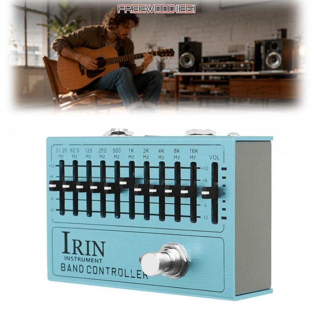 FREEWOODIEGI EQ Pedal, LED Sliders ±12dB Gain/Attenuation 10-Band Equalizer, อลูมิเนียมอัลลอยด์อิสระ