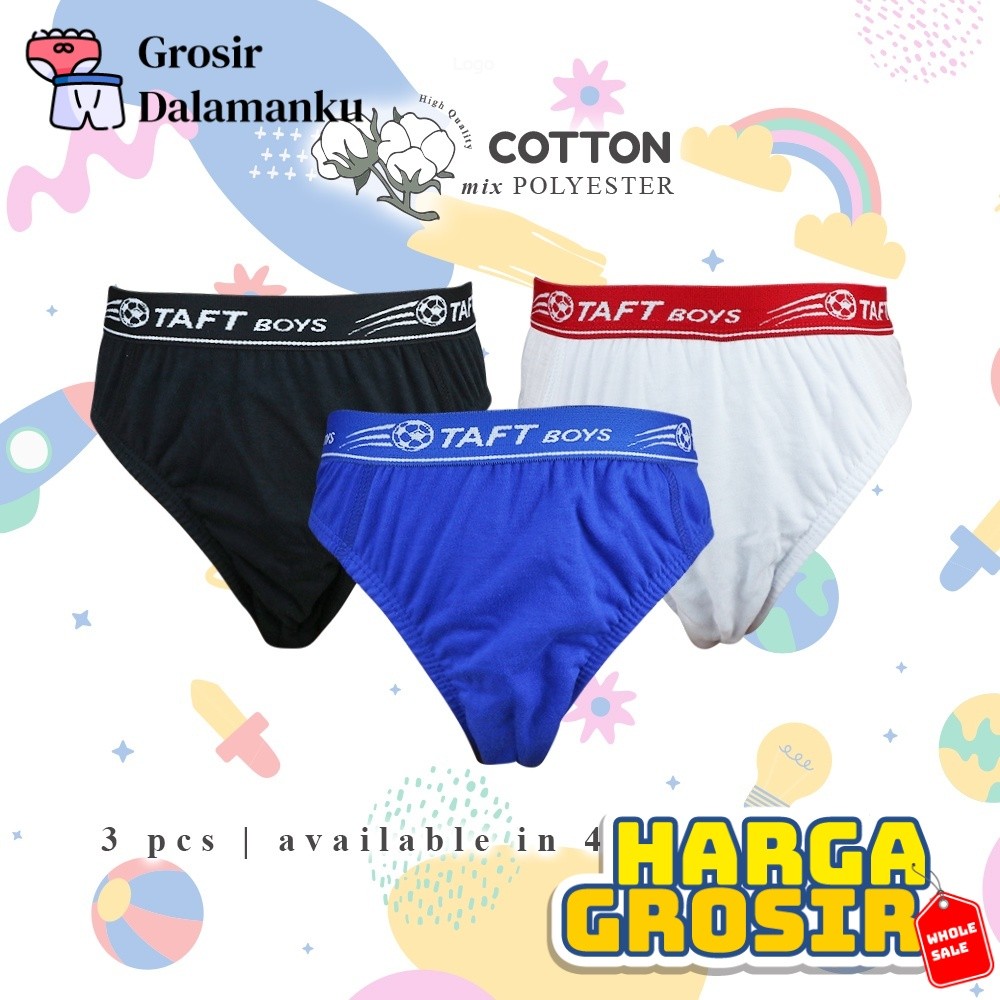 (ขายส่ง) Taft Kids 3pcs Boys Lingerie Boy Brief Triangle Rubber Boxer CD TM B A02