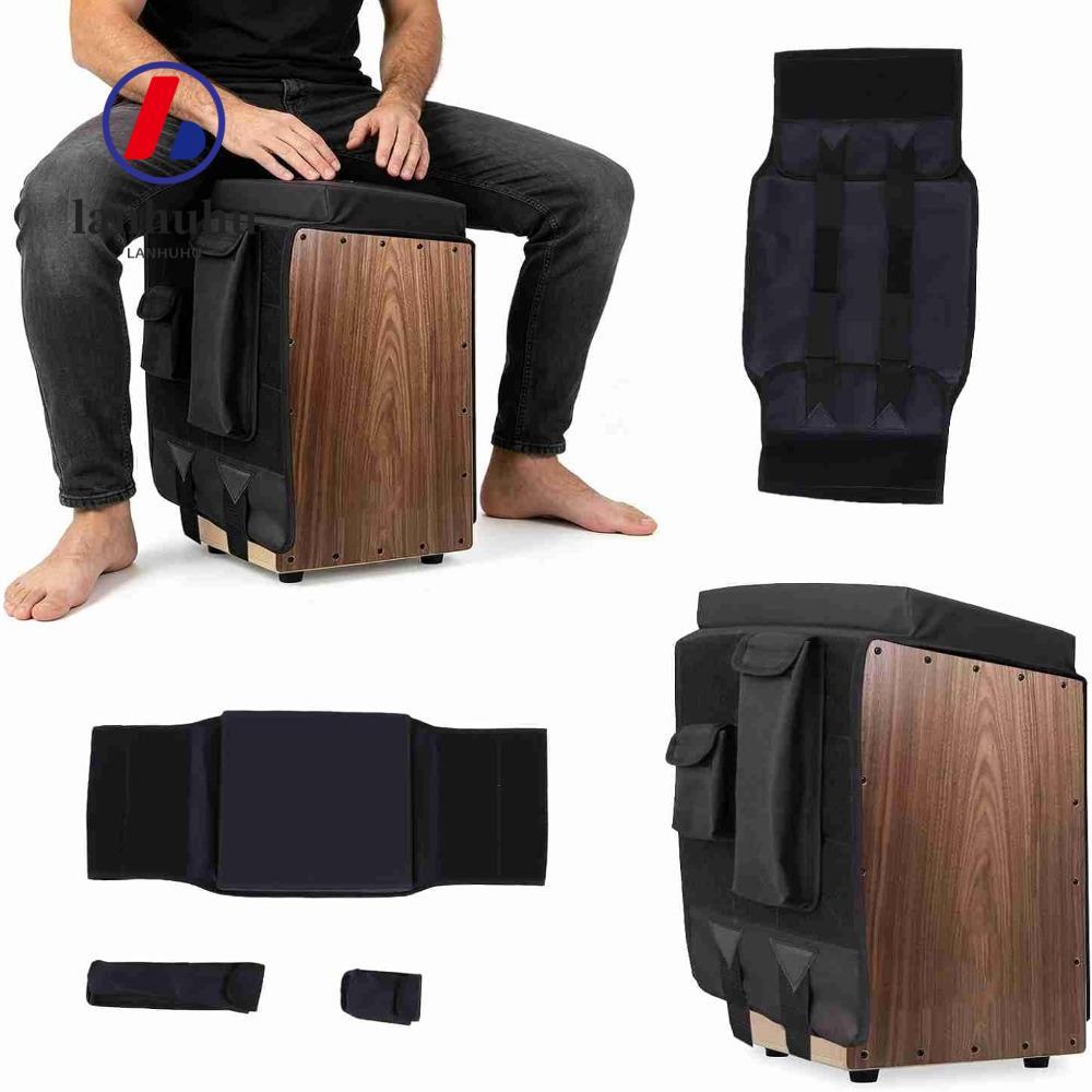 LANHU Cajon , Ergonomic Non-Slip Base Cajon Drum Seat Cushion,แบบพกพาปรับสาย2กระเป๋าด้านข้างน้ําหนัก