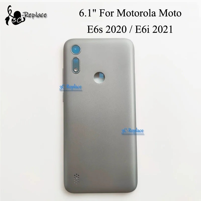 6.1 "สําหรับ Motorola Moto E6s 2020 / E6i 2021 ฝาหลังแบตเตอรี่ประตูกรณีฝาครอบด้านหลังอะไหล่