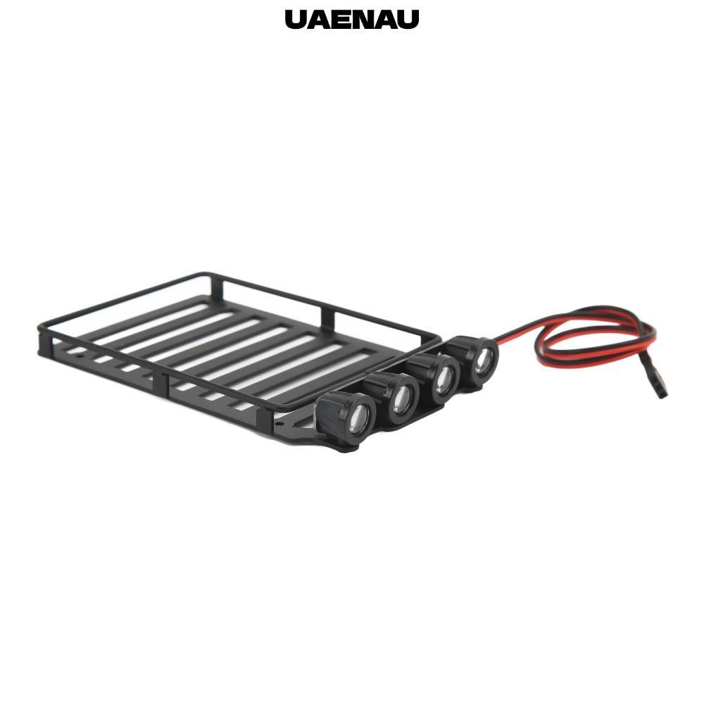 UAENAU แร็คหลังคากระเป๋าเดินทาง, 1/24 ขนาด LED Light RC แร็คหลังคา Part,ทนทานพลาสติกหลังคา Rack กระเ
