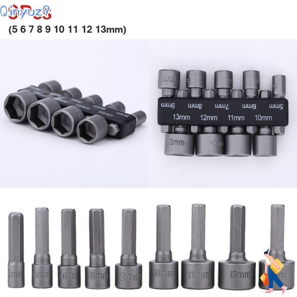 QINYUZ9 9 ชิ้น/เซ็ต Hex SocketS Sleeve Driver Socket Bits Bits ชุดเจาะ Bit Driver ชุด