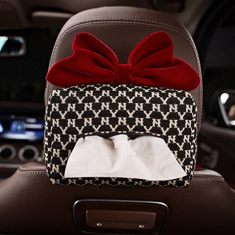 Red Bow Car Tissue Box Female Car Tissue Box Car Interior Creative Goddess Car Interior Decoration G