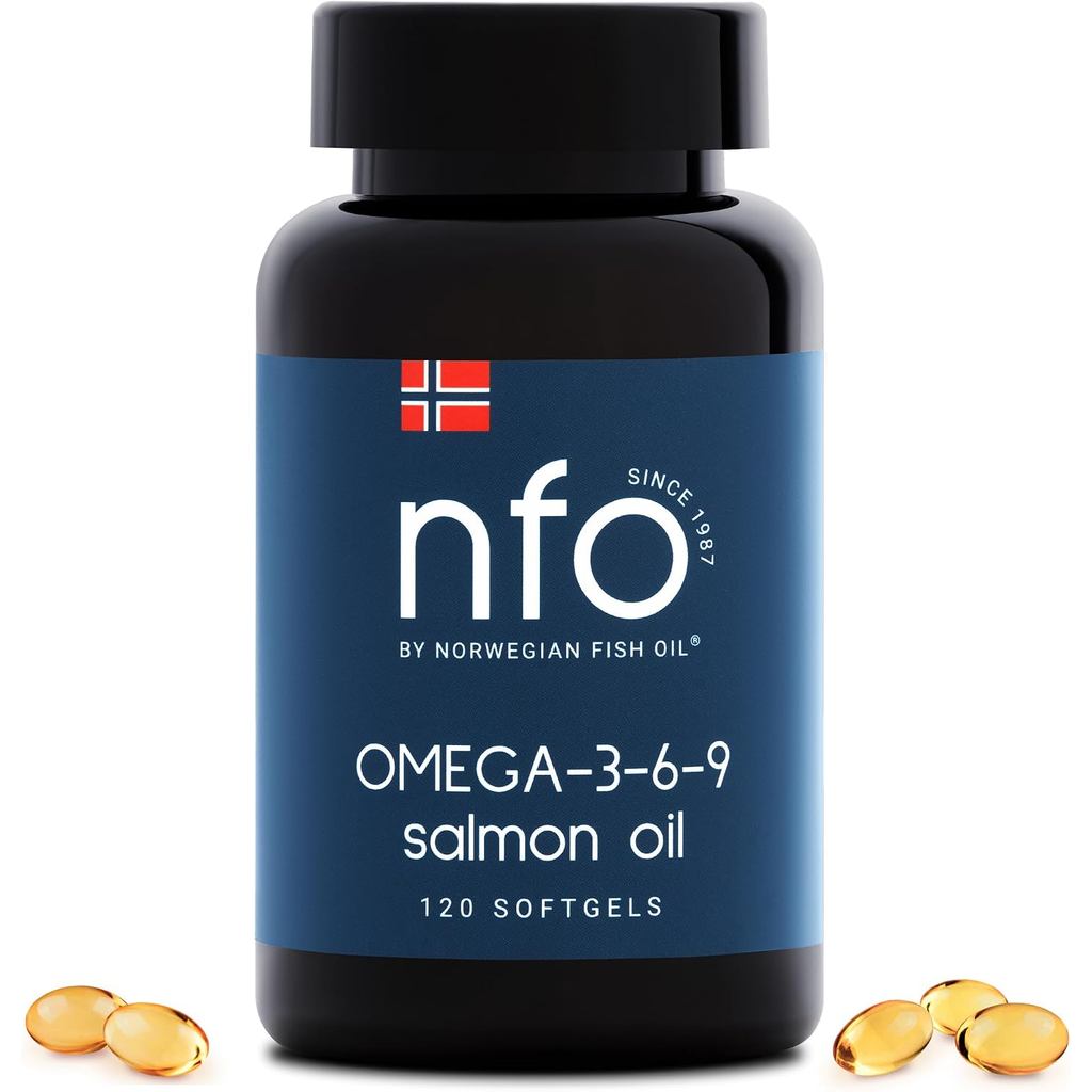 น้ํามันปลาแซลมอน NFO Omega 3 6 9 [120 Mini Capsules] น้ํามันปลาแซลมอนนอร์เวย์ Omega 3 6 9 แคปซูลพร้อ