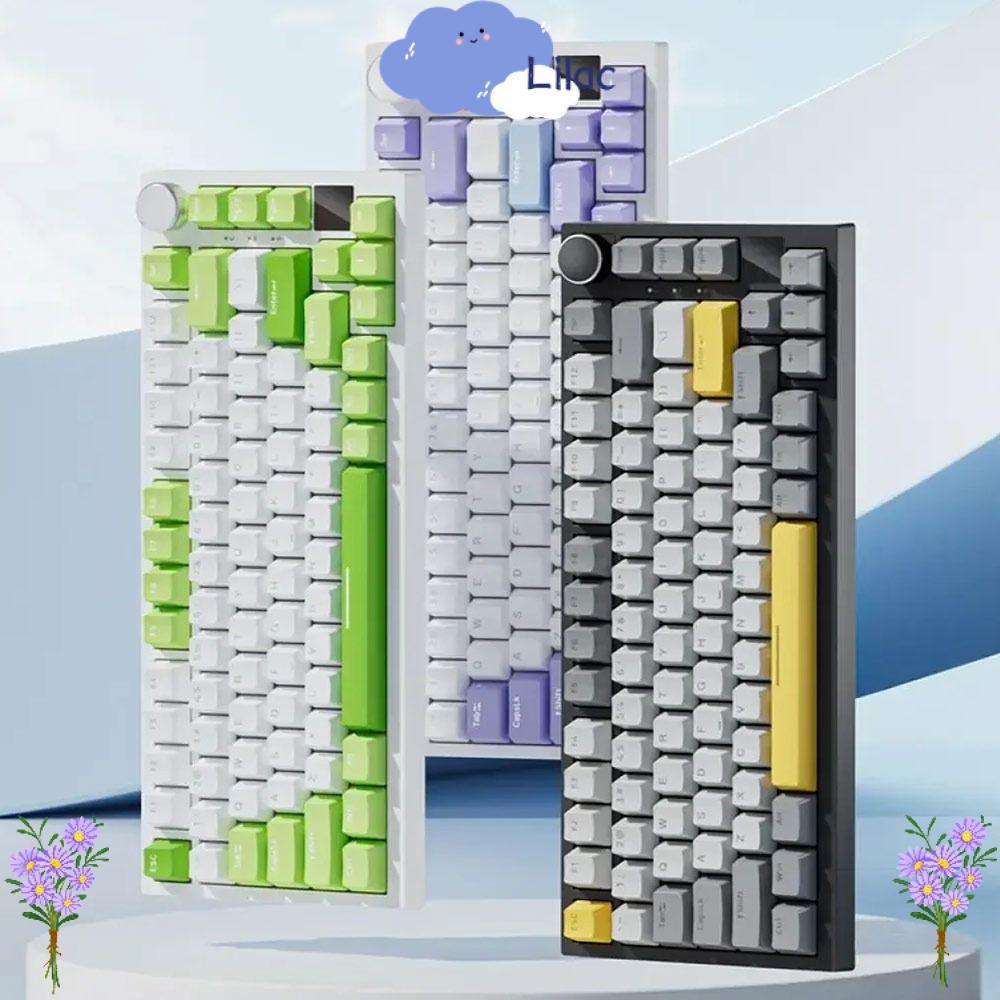 LILAC Gaming Keyboard, Silent Backlit Mechanical Keyboard, Mechanical Keys With Knob 82-Key Wired Ke