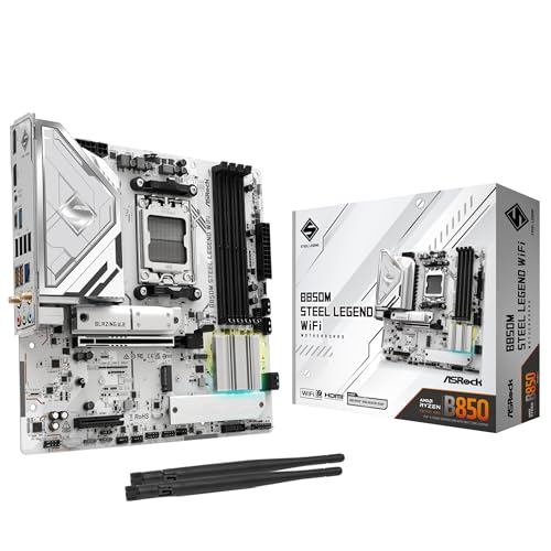 ASRock B850M Steel Legend WiFi DDR5 Micro ATX Motherboard for AMD Ryzen (Authorized Distributor Prod