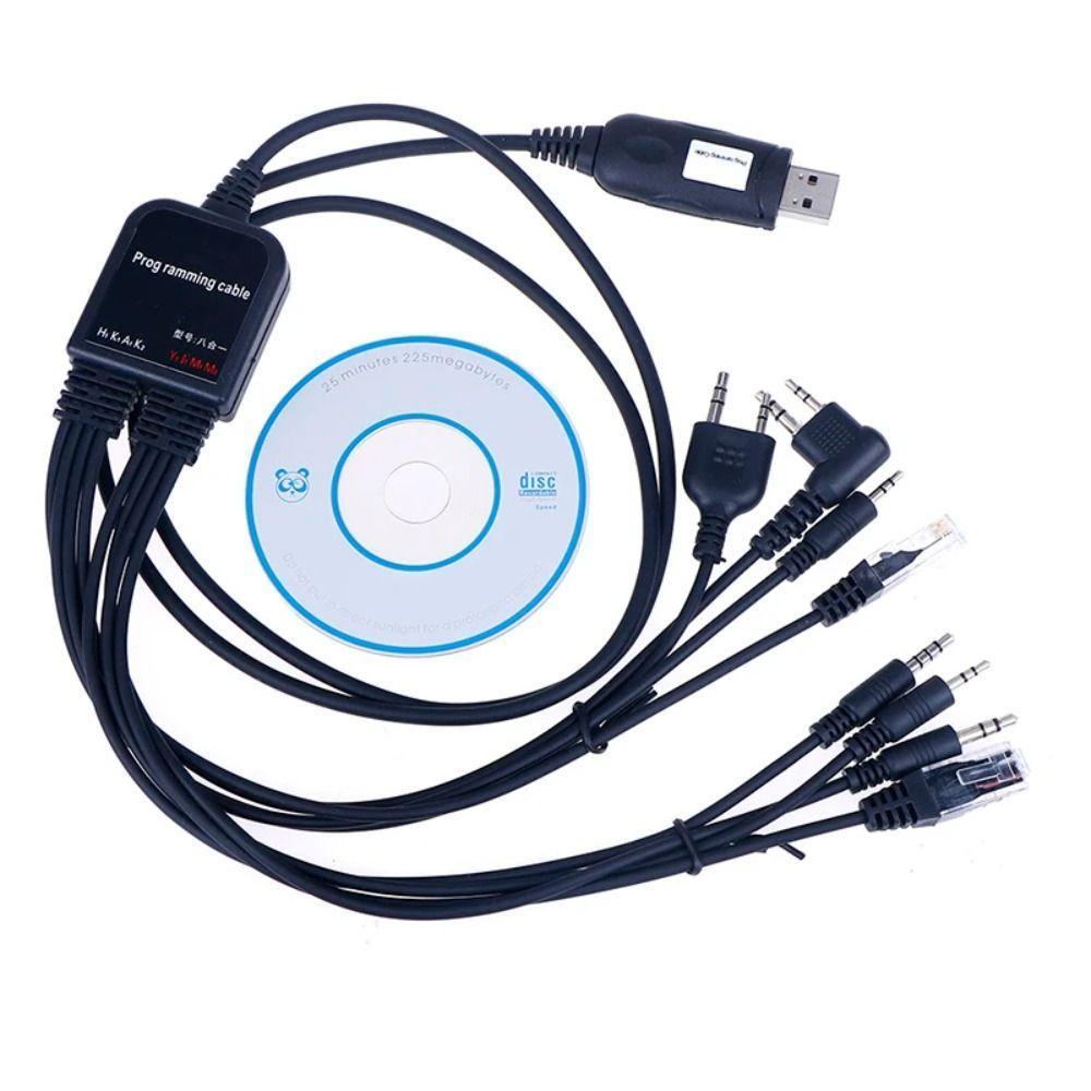 LETTERLETTER 8 in 1 สายการเขียนโปรแกรม USB, ABS พร้อม CD 8 in 1 สายเชื่อมต่อเครื่องส่งรับวิทยุ, USB 