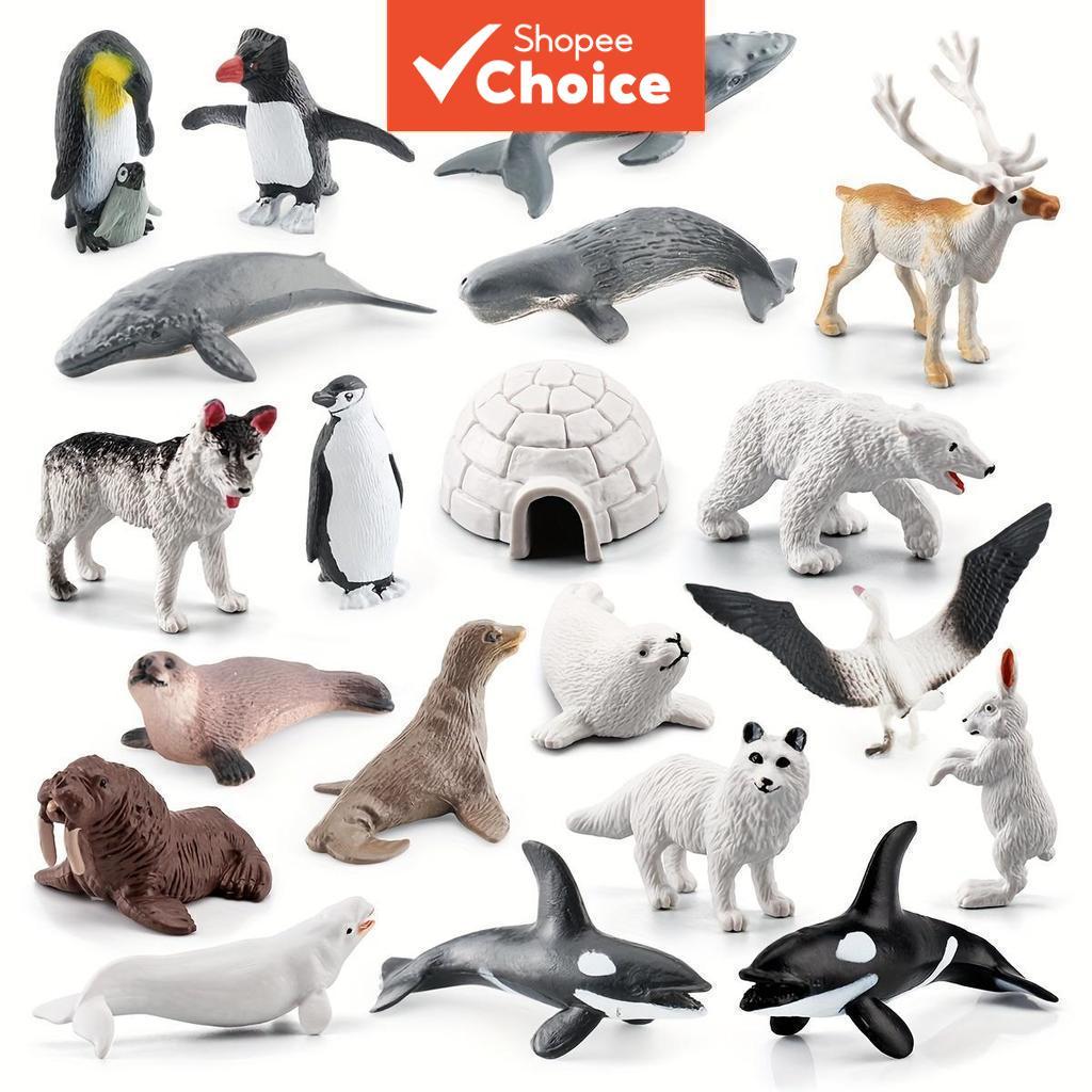 จําลอง Arctic Antarctic Wildlife ตุ๊กตาชุด Polar Fox Seal Beluga Penguin ฤดูหนาวเด็ก