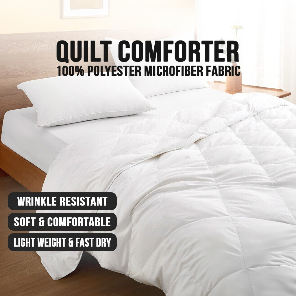 Premium Quilt Comforter Blanket - Extra-Soft Silky-Smooth Microfiber Fabric Duvet Quilt Insert Singl