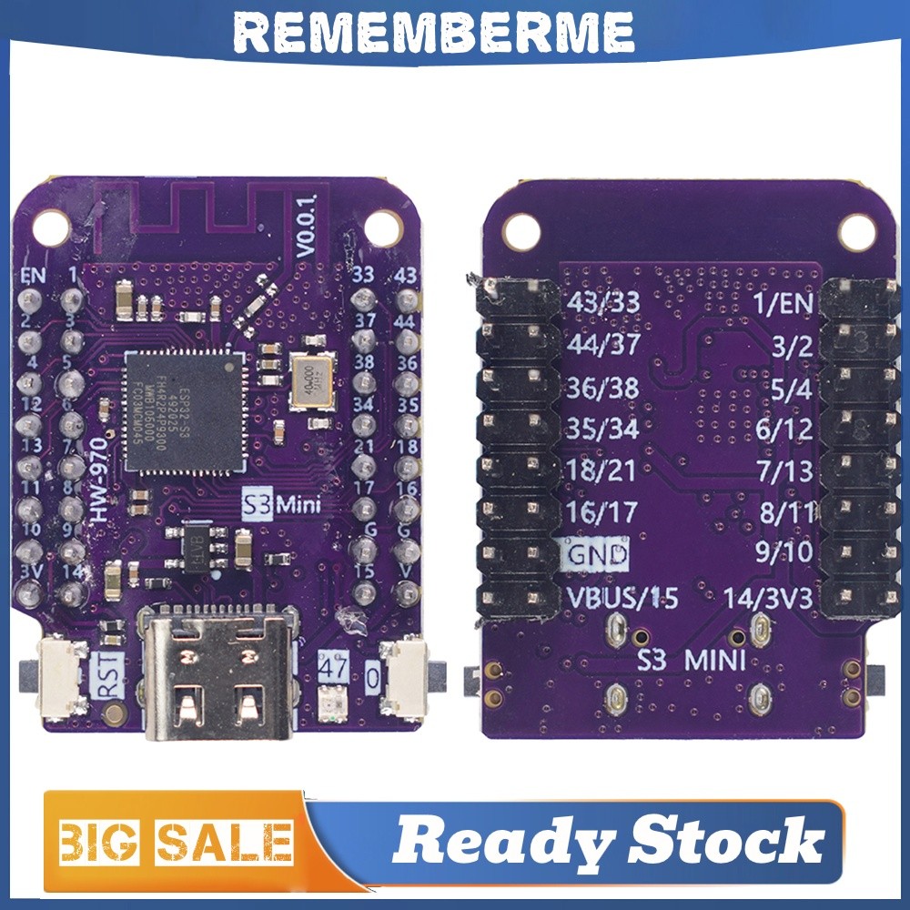 Mini V1.0 บอร์ดพัฒนา 4MB แฟลช + 2MB PSRAM สําหรับ ESP-S3 2.4GHz WiFi & BT (LE) IOT Board 27 Digital 