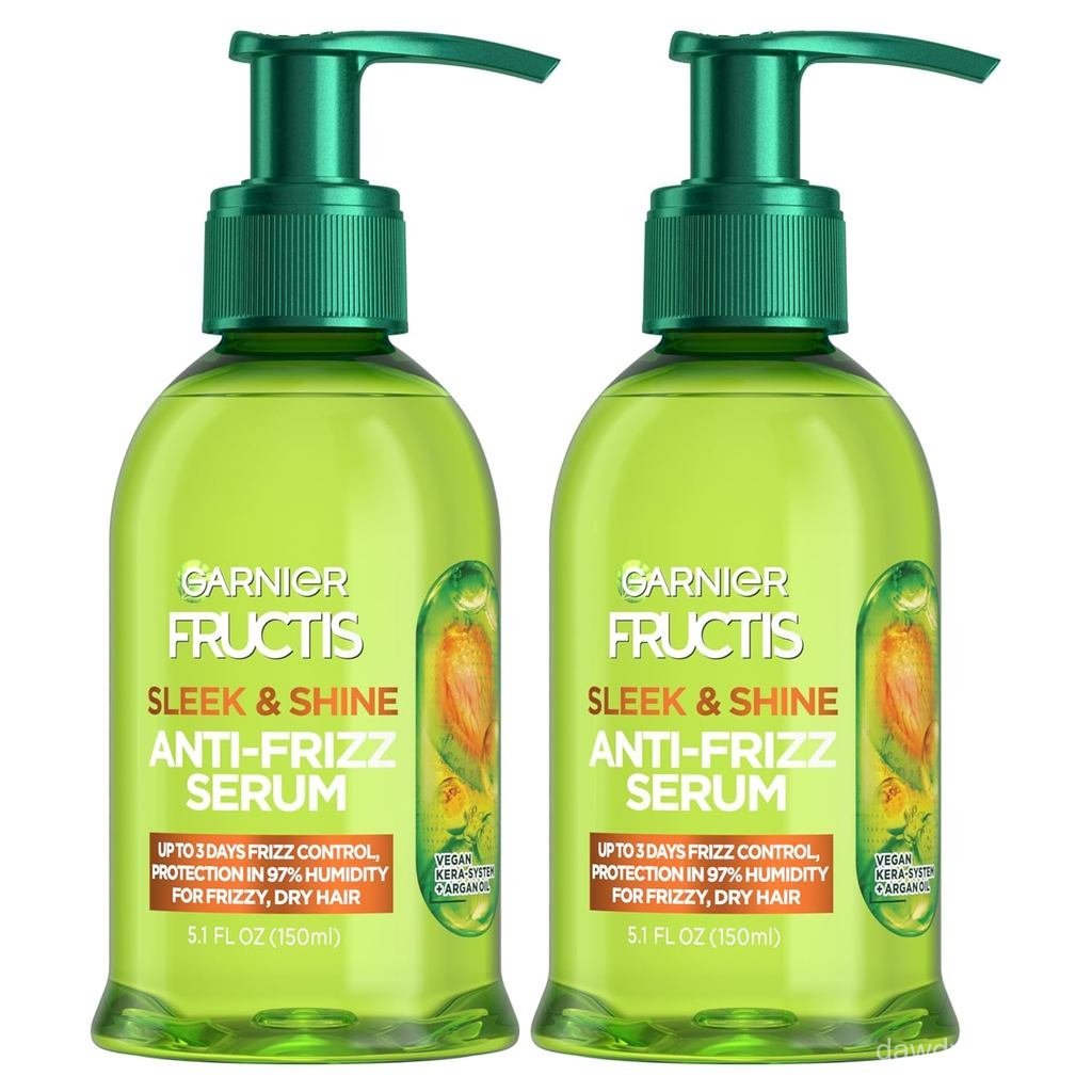Garnier Fructis Sleek & Shine Anti-Frizz Hair Serum สําหรับ Frizzy, Dry Hair, Leave-In Argan Oil Inf