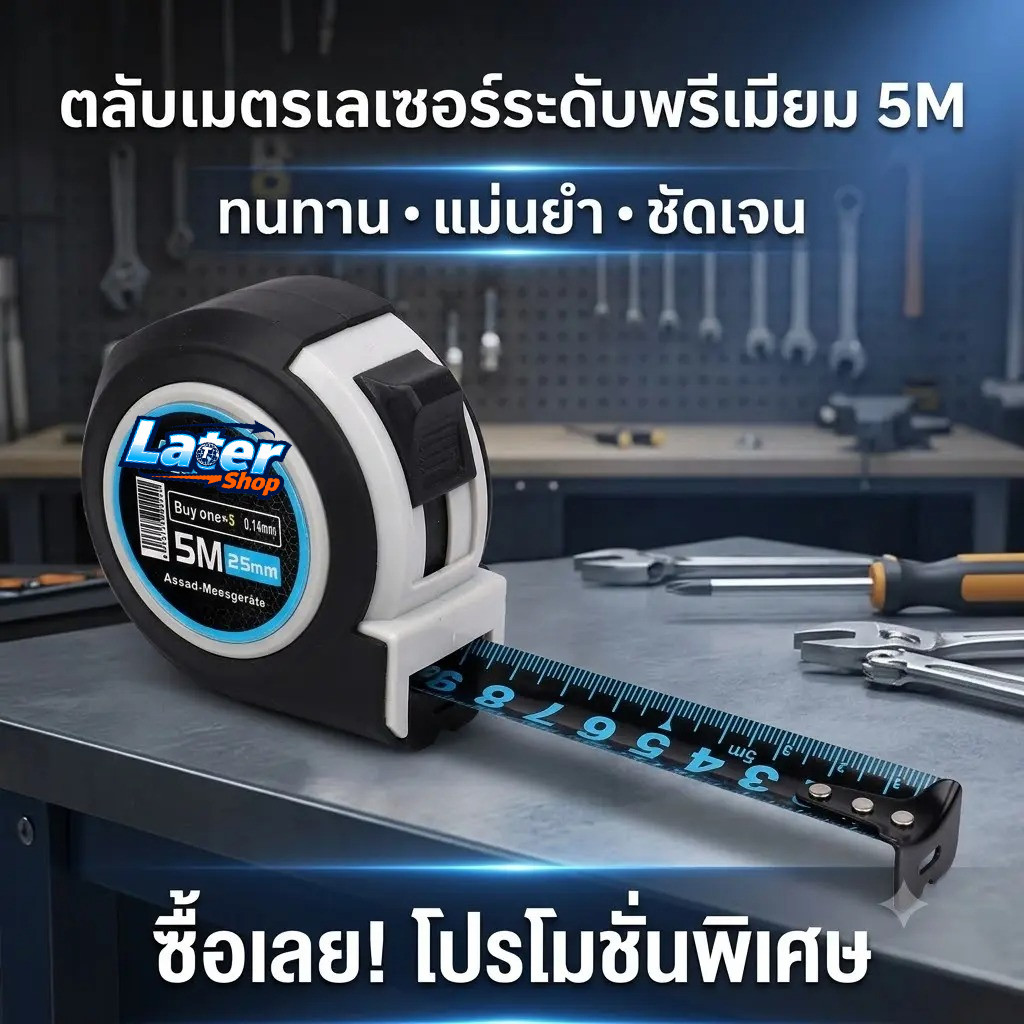 ตลับเมตร 5M 7.5M 10M เทปวัดเหล็กหนา สเกลคมชัด วัดแม่น แข็งแรง ทนทาน ตลับเมตรช่าง เครื่องมือวัด งานก่อสร้าง