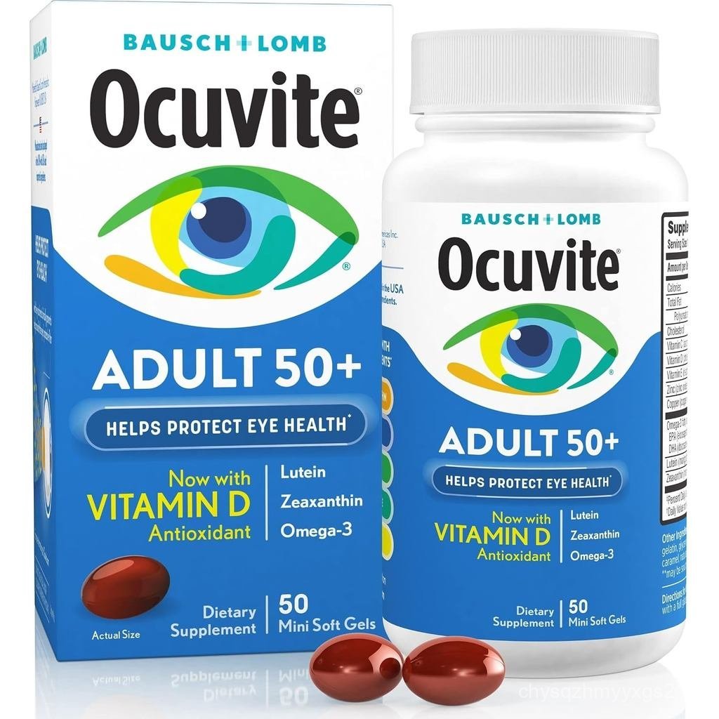 Ocuvite 50+ วิตามินรอบดวงตาพร้อม Lutein, Zeaxanthin & Omega-3, 50 ซอฟท์เจล