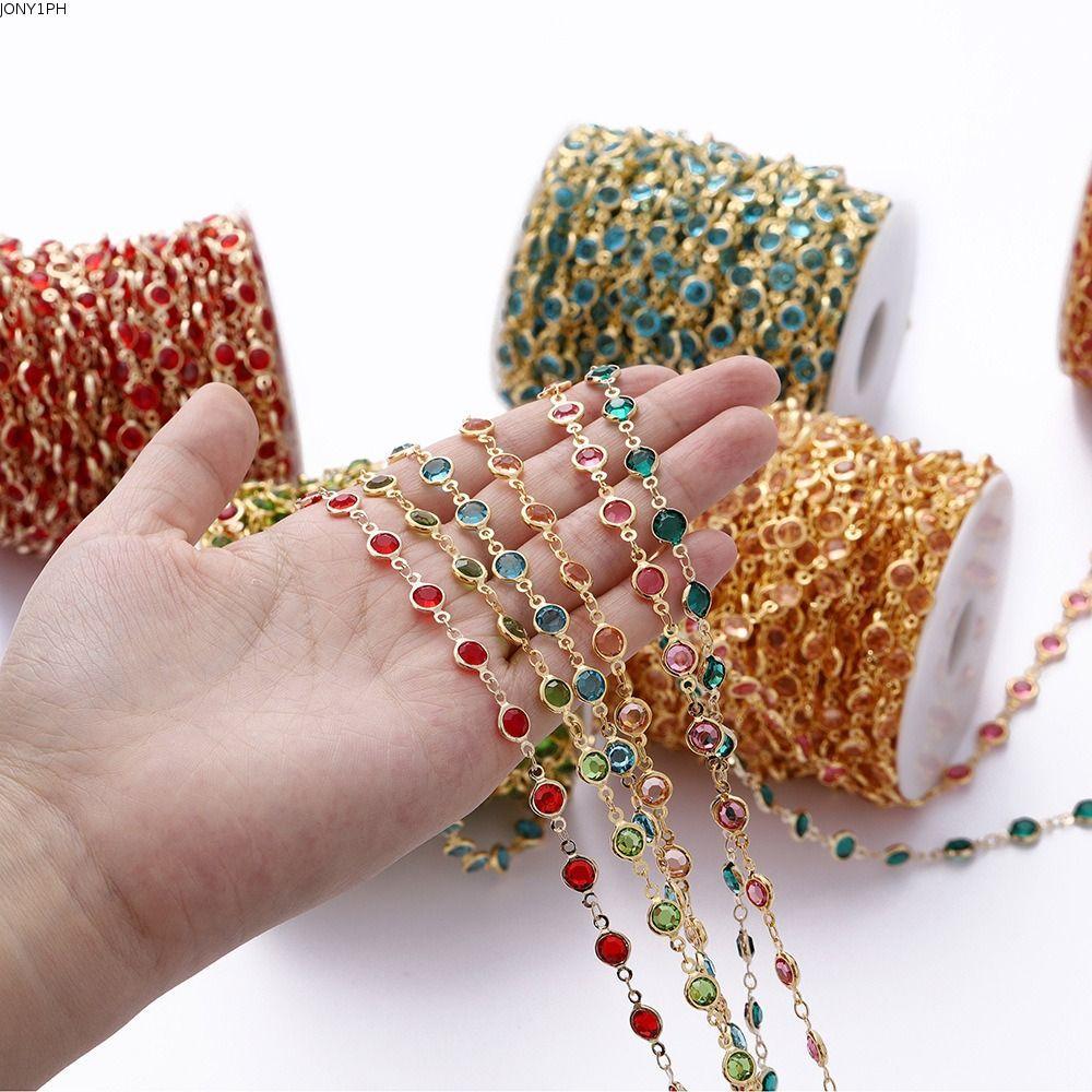 JONY1PH โซ่ลูกปัดคริสตัล, ลูกปัดคริสตัลสร้อยคอเงา, DIY ทําสร้อยคอลูกปัด