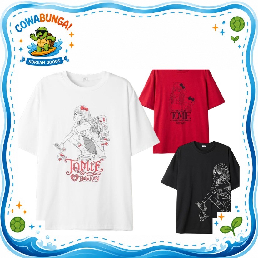 SANRIO [SPAO] Ito Junji x Sanrioเสื้อยืดครึ่งแขน (ขาว/แดง/ดํา)