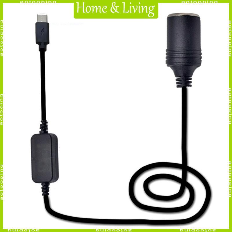 AOTOO USB-C 5V Type-C ชาย 12V รถซ็อกเก็ตสายไฟสําหรับรถยนต์ 12V ขับเคลื่อนอุปกรณ์
