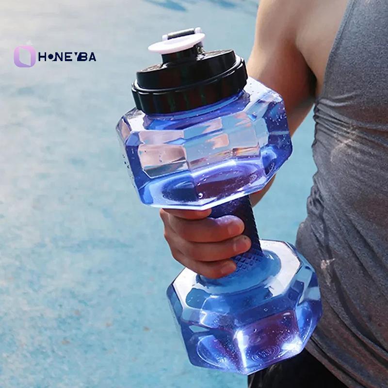<Honeyby> 2.2L Dumbbell Shaped Kettle Sport Water Bottle Fitness Cycling Water Bottle Creative Summe