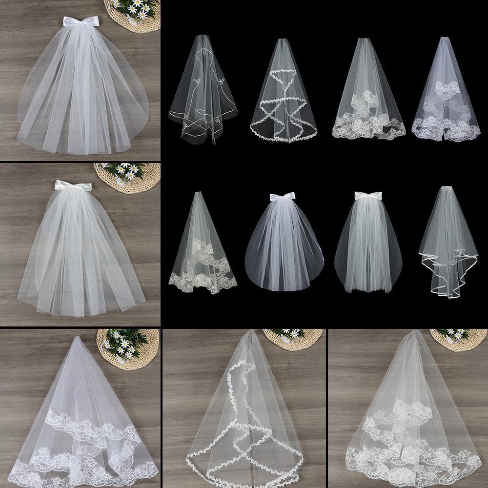 UAENAU Wedding Veil Two Layer Photo Veil Ivory Womens Tulle