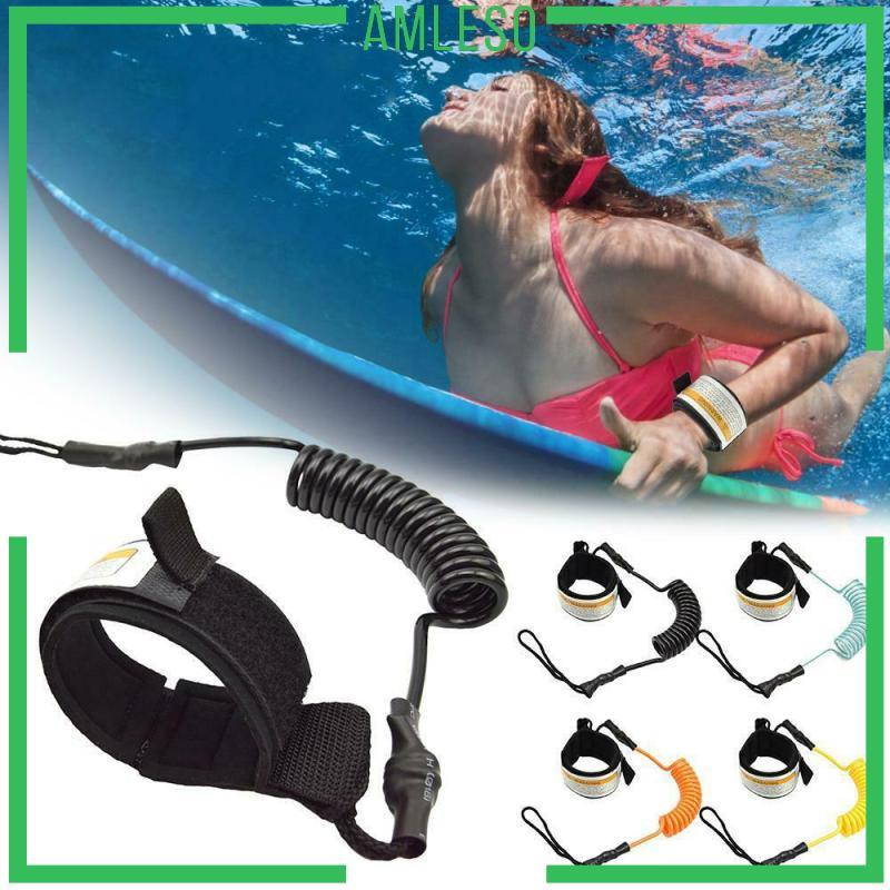 [Amleso] สายจูงกระดานโต้คลื่น 5 Stand UP Paddle Board SUPs Spring Coiled Leg Rope Blue
