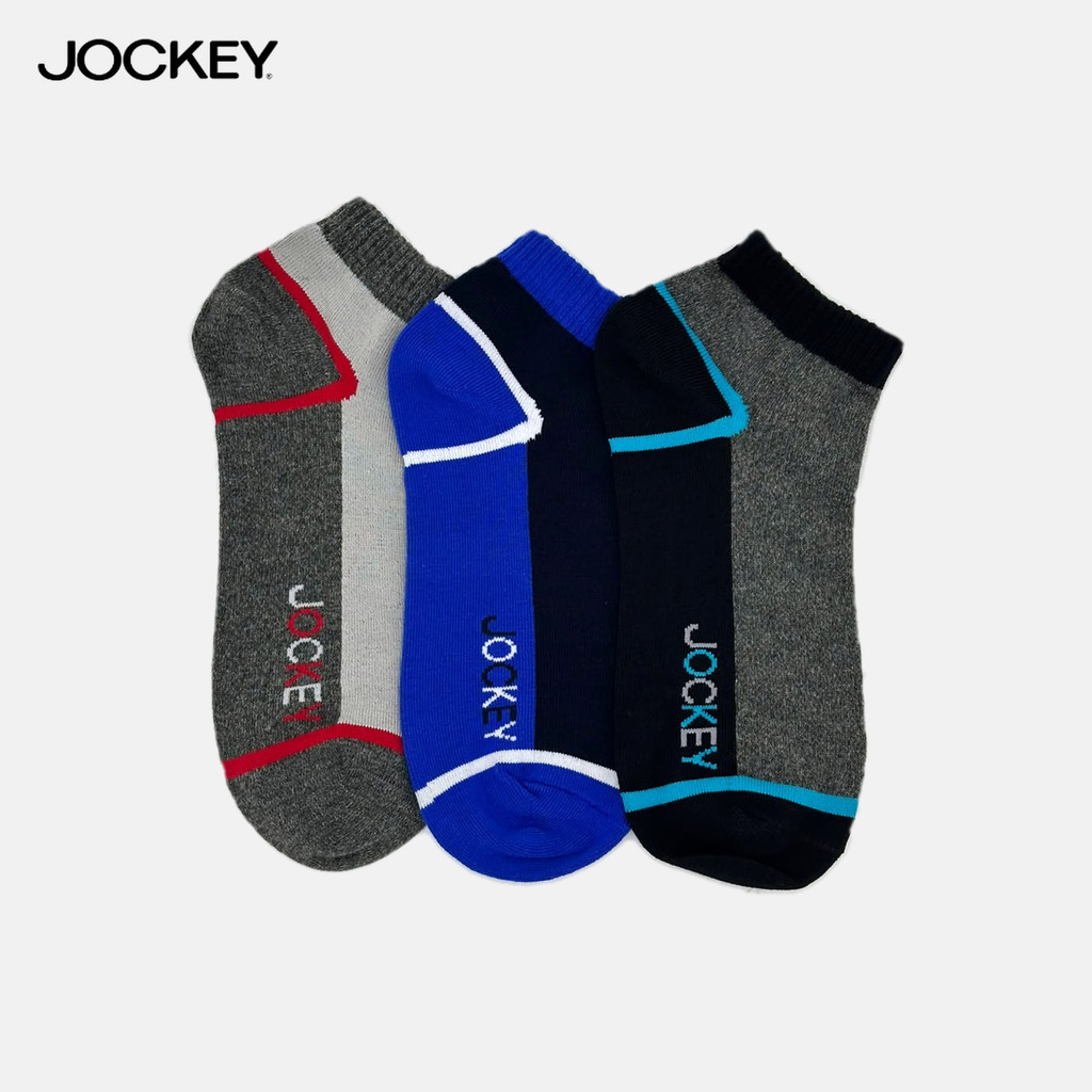 Jockey 3 คู่ผู้ชายถุงเท้าข้อเท้าลําลองผ้าฝ้าย Elastane JMS639919เช่น1