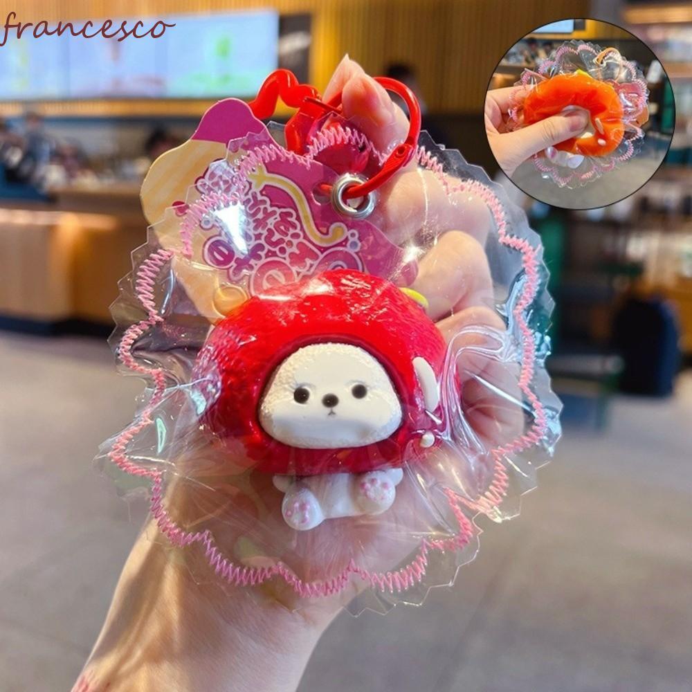 FRANCESCO Fruit Series Squeeze Toys, Edge-Stitching Style Super Soft Fruit Series Squishy Key, Food-