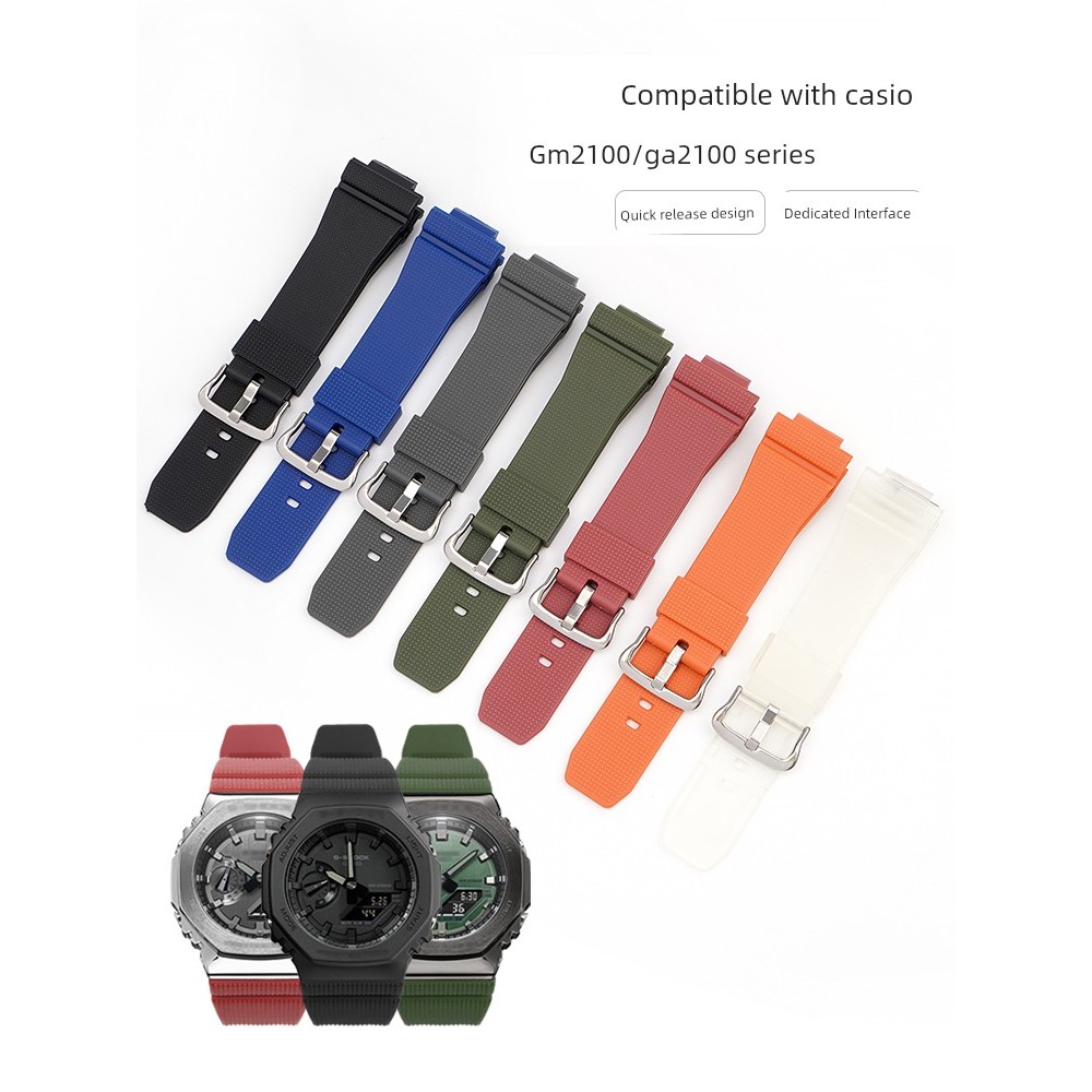 นาฬิกา ผู้ชาย seiko ของแทั นาฬิกาผู้หญิง สายนาฬิกา Casio GM2100อุปกรณ์ G-SHOCK สายซิลิโคนยางสีดำถอดเ