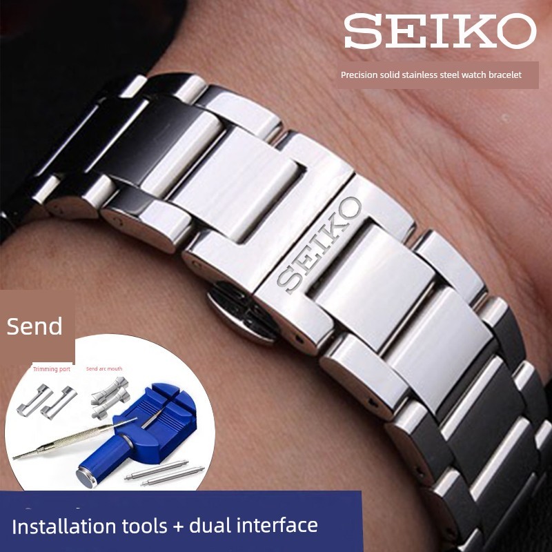 นาฬิกาผู้หญิง นาฬิกาเด็กผู้หญิง สายนาฬิกา Seiko สายเหล็กเหมาะสำหรับ SEIKO5 Water Ghost Cocktail Abal