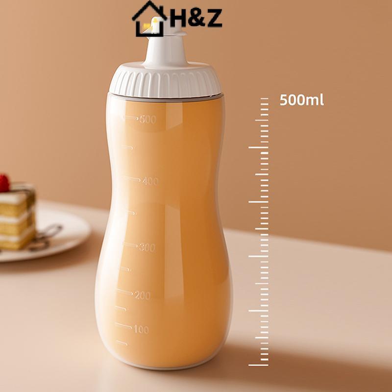 H&Z 500ML ขนาดใหญ่บีบขวดเครื่องปรุงรสหัวฉีดซอสมะเขือเทศบาร์บีคิวซอสน้ํามันมะกอกขวด Dispenser บีบขวดซ